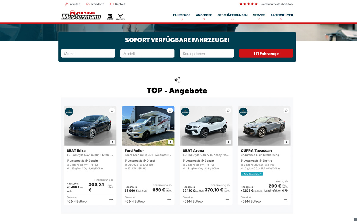 Vorschau deiner Autohaus-Website